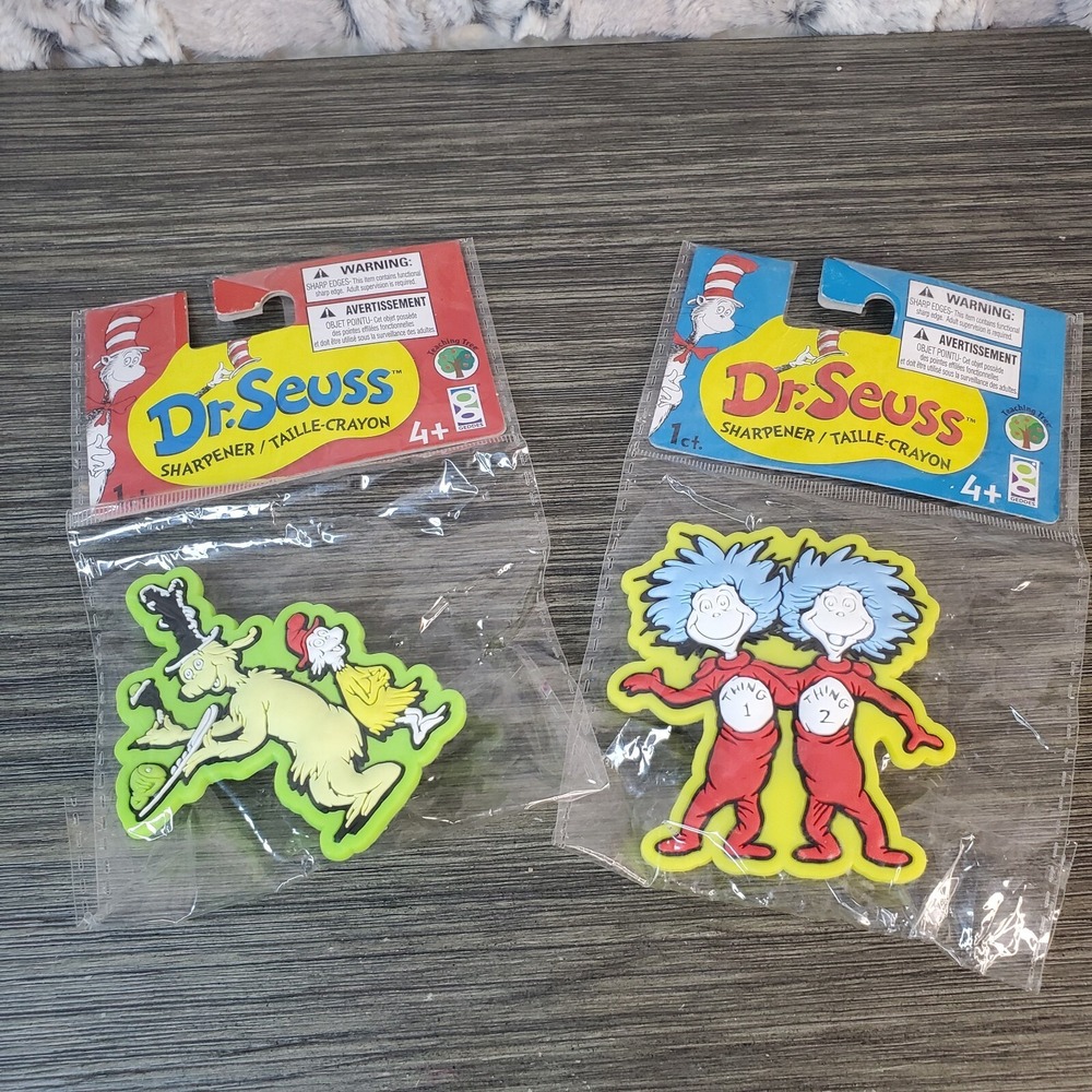 Dr. Seuss Cat in the Hat Green Eggs & Ham Thing 1 & Thing 2 Pencil Sharpener Set